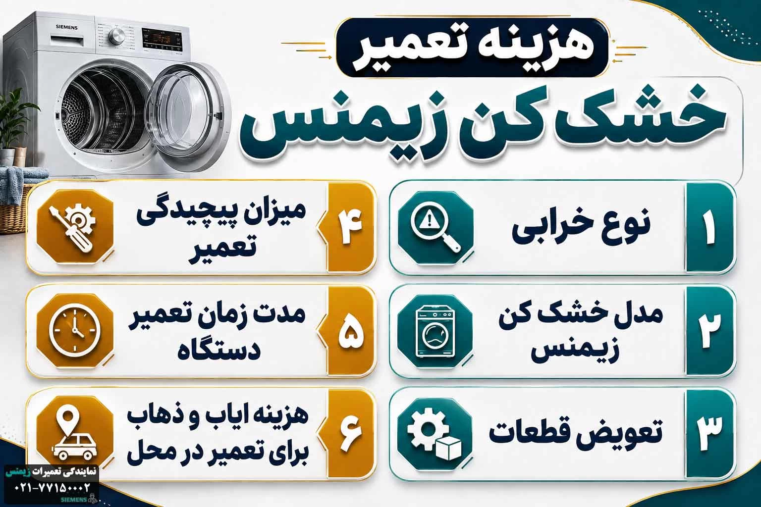 هزینه تعمیر خشک کن زیمنس