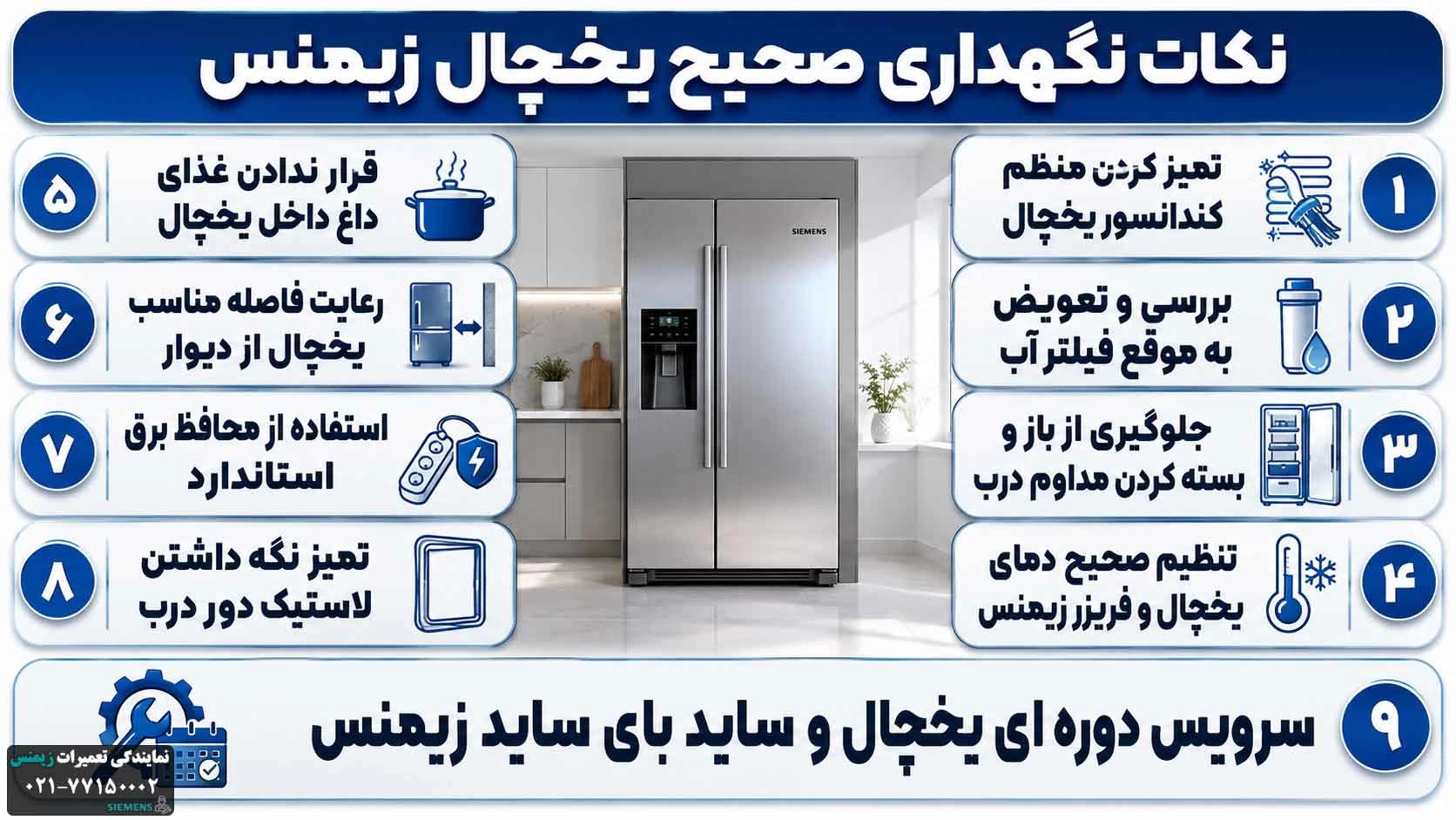 نکات مهم برای نگهداری صحیح و افزایش عمر یخچال زیمنس